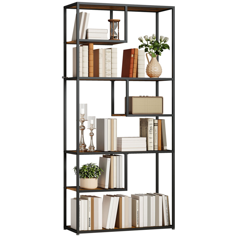 Kalicki 83cm W Steel Shelving Unit, Black/Espresso