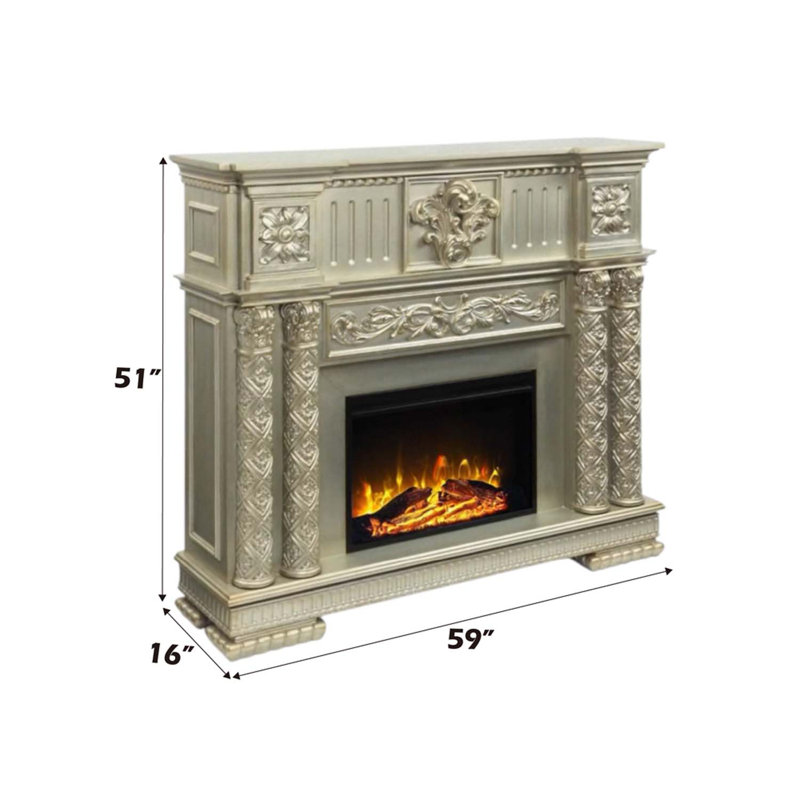 Vendome 59" Fireplace, Gold Patina Finish, Gold Patina