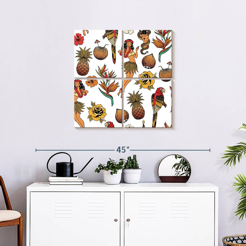 Motif hawaïen tropical Kerner, H 26 po x l 26 po