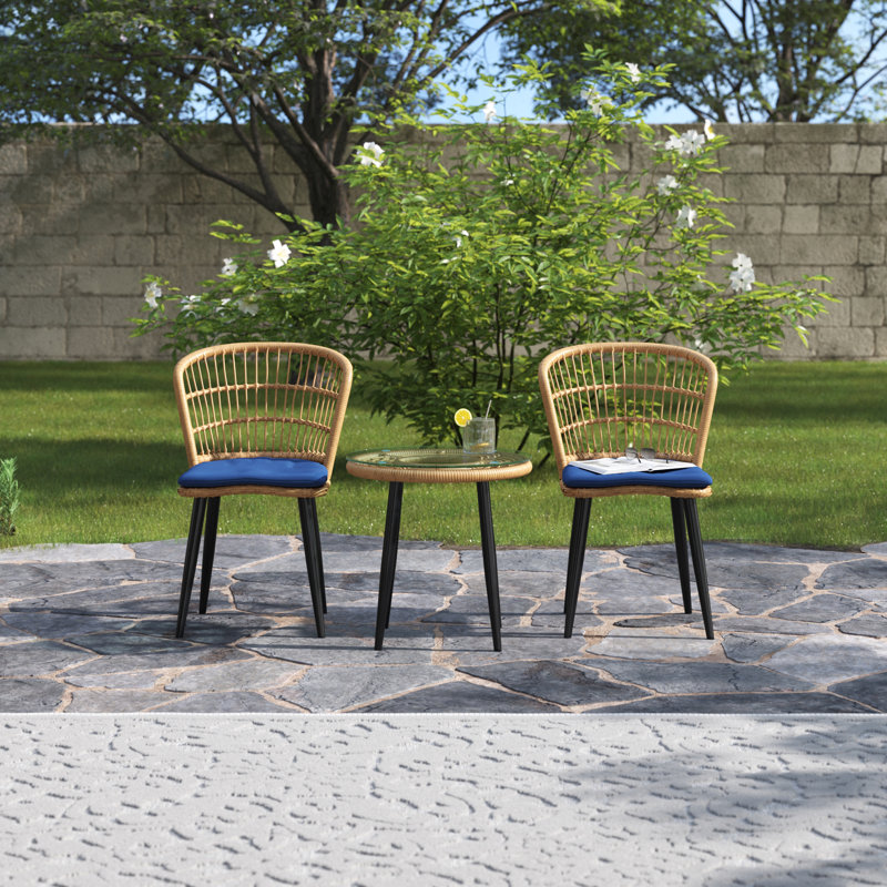 Artor 2 - Person Patio Conversation Set with Cushions, Navy