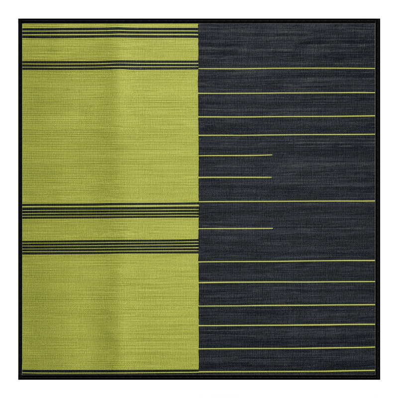 Tapis noir à rayures horizontales lavable à la machine, Carré 4 pi