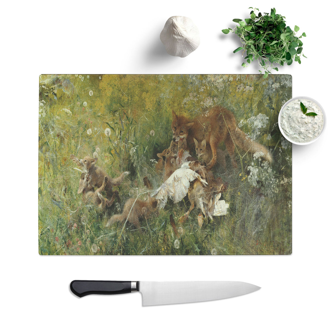 A Fox Family by Bruno Liljefors Chopping Board