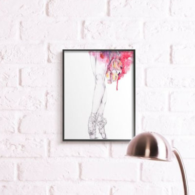 " Ballerina Pointed Toes Pose Pink Watercolor Tutu " by Elisaveta Stoilova
