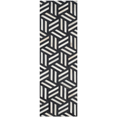 Stasia Hand Woven Leather Geometric Rug
