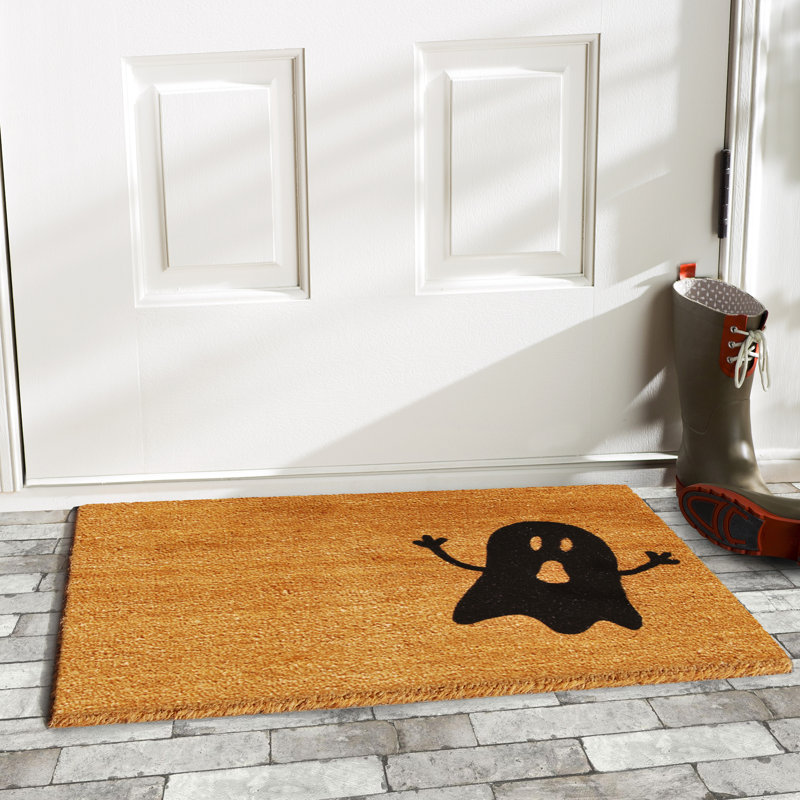 Tapis d'extérieur antidérapant Daphine Ghost, Rectangle 1 pi 5 po x 2 pi 5 po, Orange / Noir
