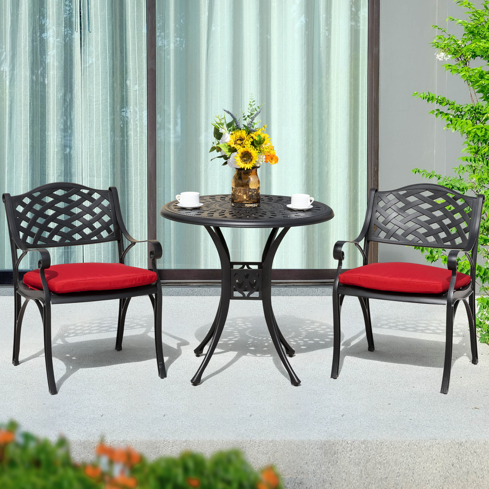 Chrishayla 31" Patio Bistro Set, Red