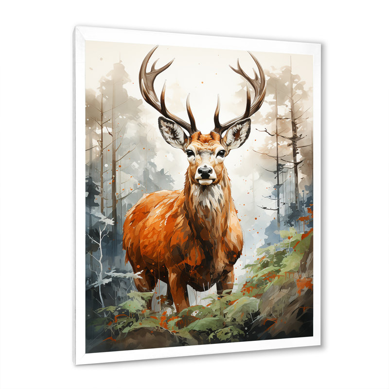 Deer Wonderers IV, H 32 po x l 16 po x P 1 po, Cadre simple blanc
