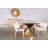 Sharan Modern Rectangular Marble Dining Table Set with Sculptural Base and 8 Woven Chairs – 9-Piece Contemporary Dining Room Set-92081680