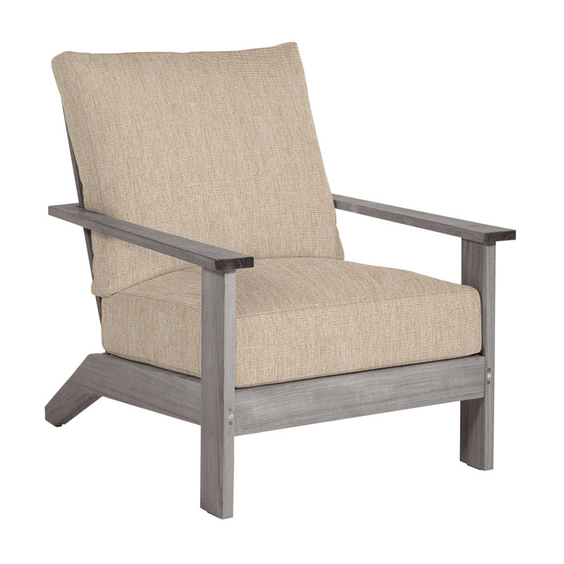 Chaise longue d'extérieur en teck Ashland, Pas de soudure, Huître teck, Toile sable