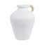 Grand vase décoratif avec poignée en rotin pour la maison - Vase à fleurs contemporain pour décoration de table, de salon ou de vestibule - 17 po, blanc