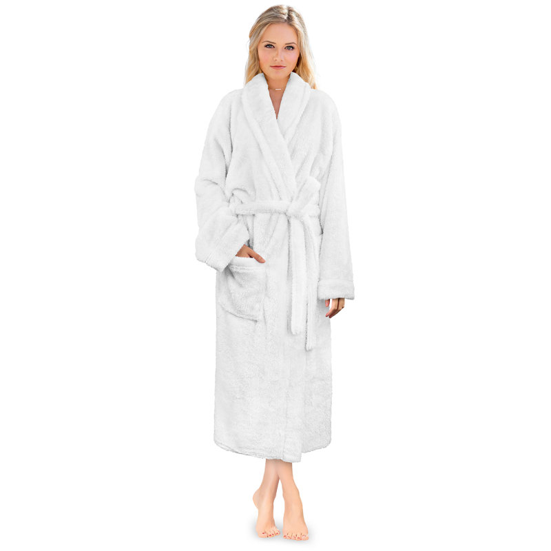 Peignoir en polaire pour femmes avec poches Lamartine, TG, Blanc