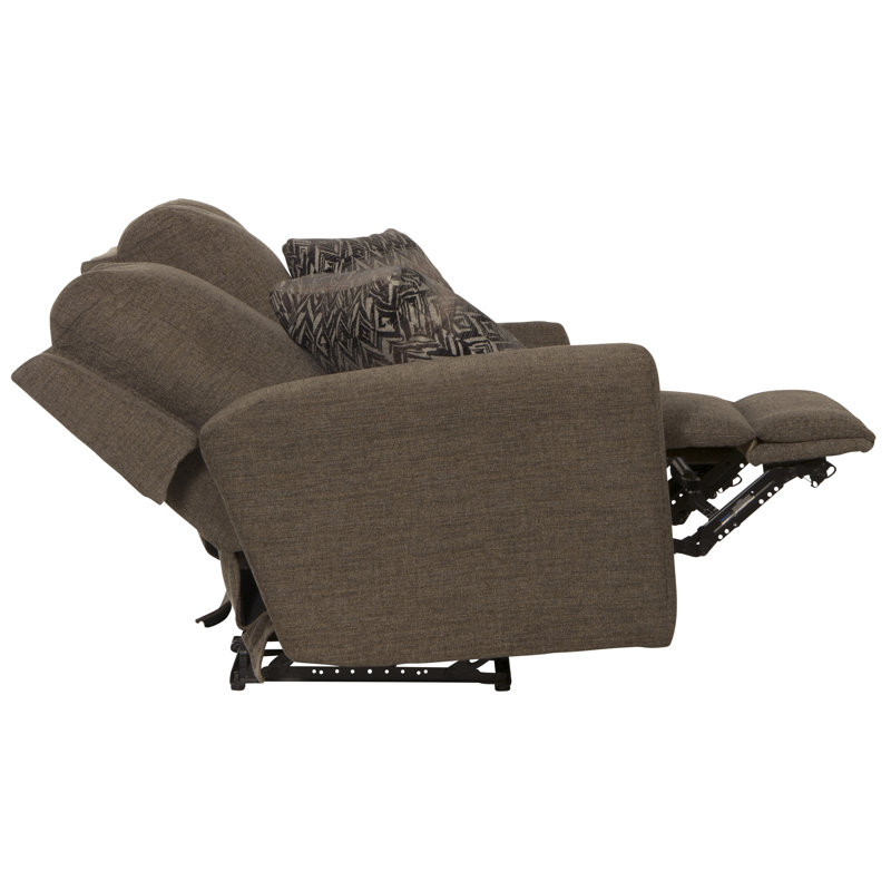 Causeuse inclinable 55,5 po avec coussins décoratifs, Polyester brun, Manuel