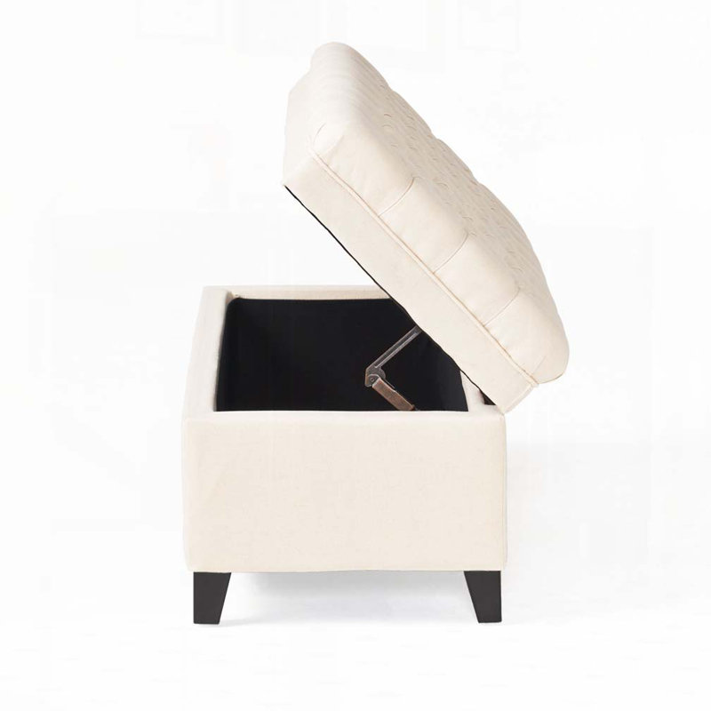 Tufted Button Storage Bench, Beige