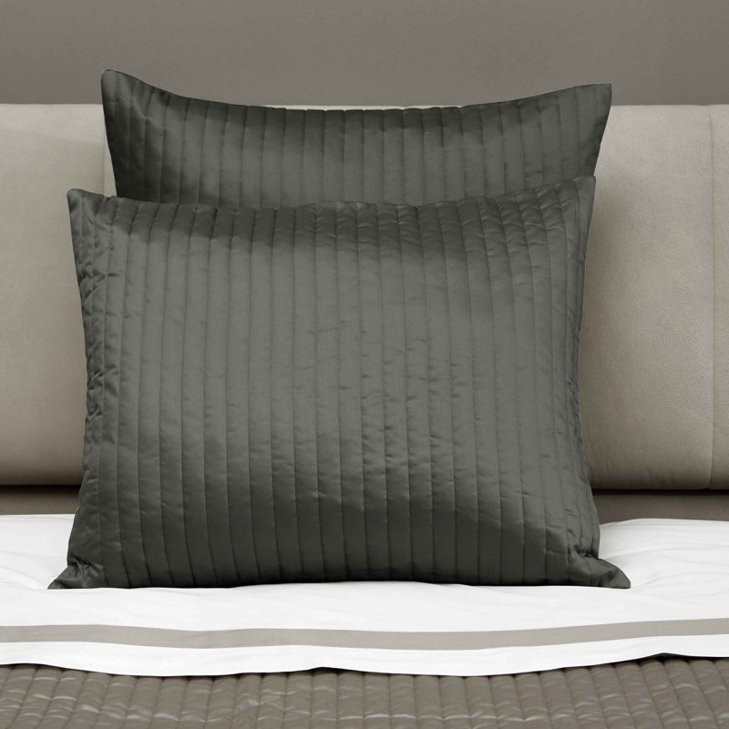 Siena Channel 100% Cotton Zipper Sham, Euro Sham, Lead Gray