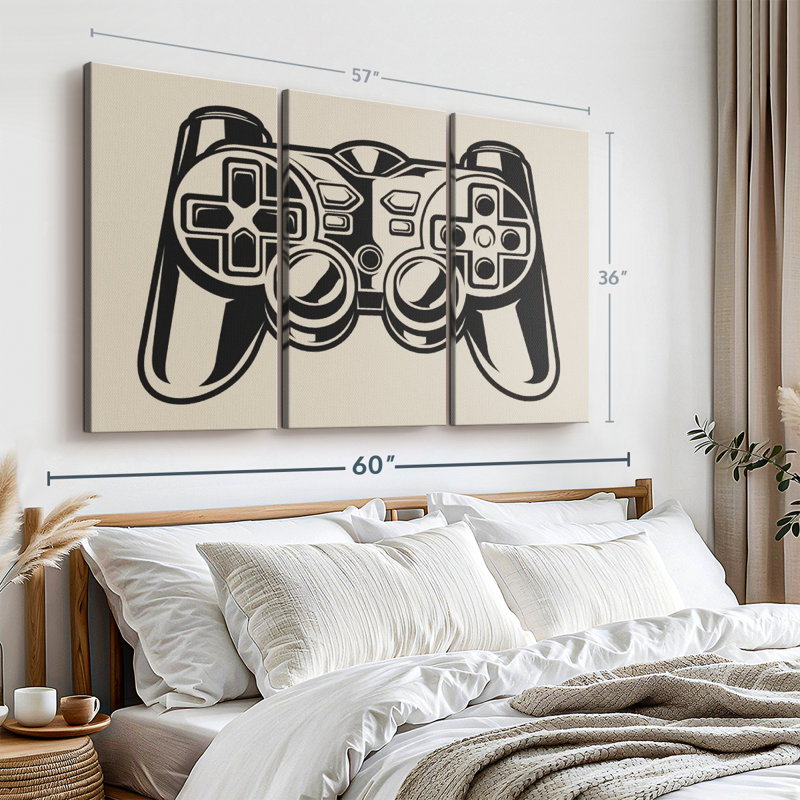 Illustration de contrôleur de jeu sur toile, H 36 po x l 57 po x P 1,25 po