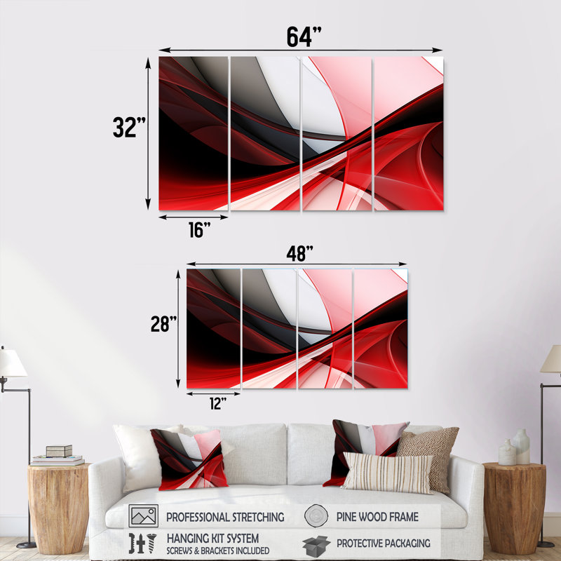 Ensemble d'art mural abstrait 4 vagues, H 28 po x l 48 po