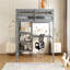 Lit mezzanine simple en bois avec tablettes, bureau et tableau d'écriture - Gris