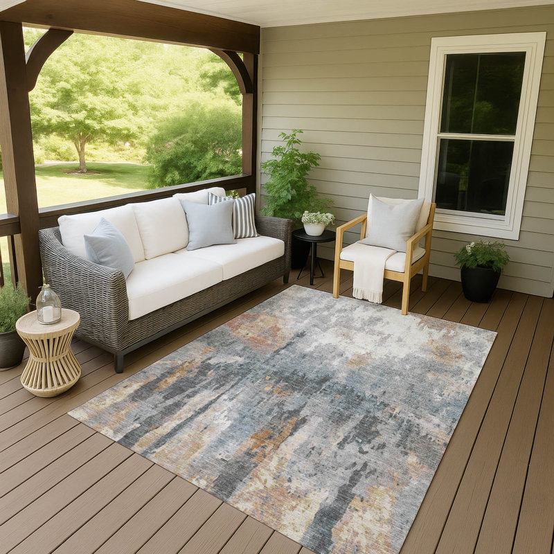 Machine Washable Indoor/Outdoor Pablo ACN2284 Abstract Rug, Rectangle 10' x 14'