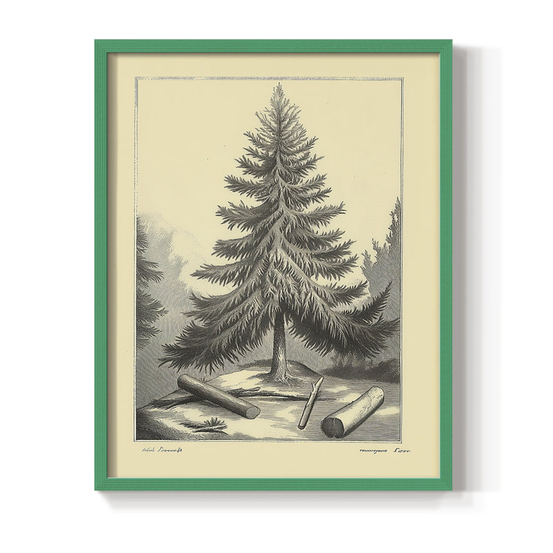 Reproduction d'art encadrée de Noël, H 21 po x l 17 po, Vert