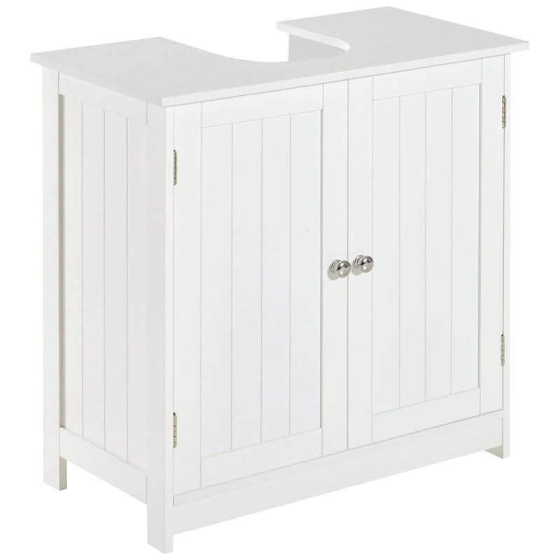 Meuble-lavabo à piédestal 23,5 po, conception peu encombrante, 2 tablettes réglables