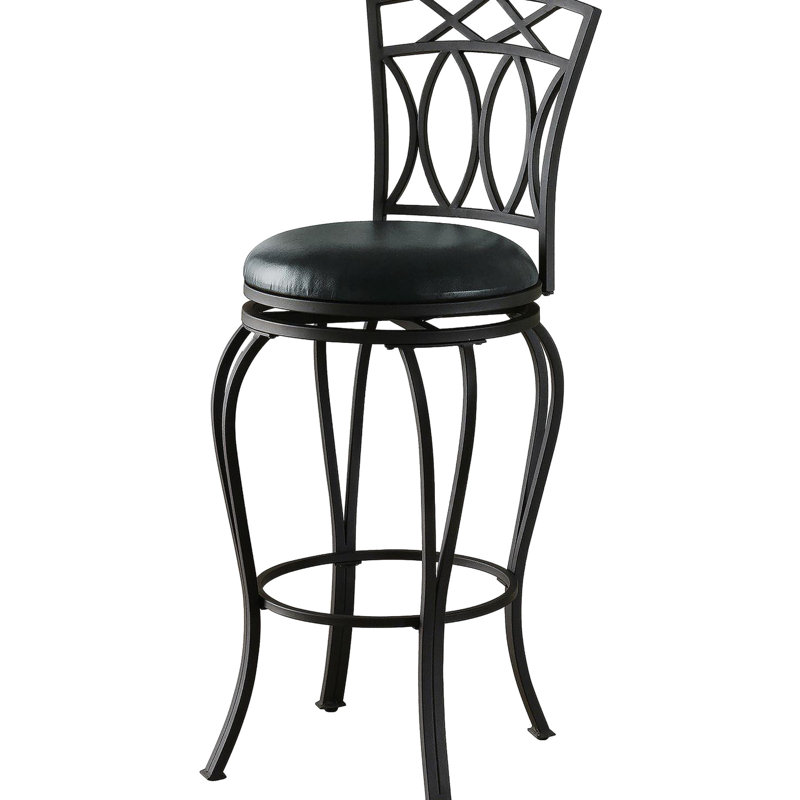 Tabouret de salle à manger pivotant noir en métal 360 - hauteur 44 po, largeur 19 po, profondeur 17 po, hauteur de siège 29 po, capacité de poids de 200 lb, pivotant de style traditionnel,
