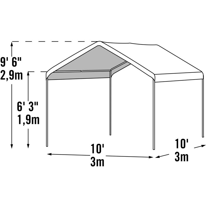 Max AP 10 pi. L 10 pi. D Auvent escamotable en acier