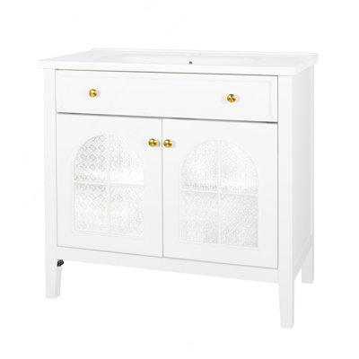 35.6" Bathroom Cabinet, Only Cabinet, White