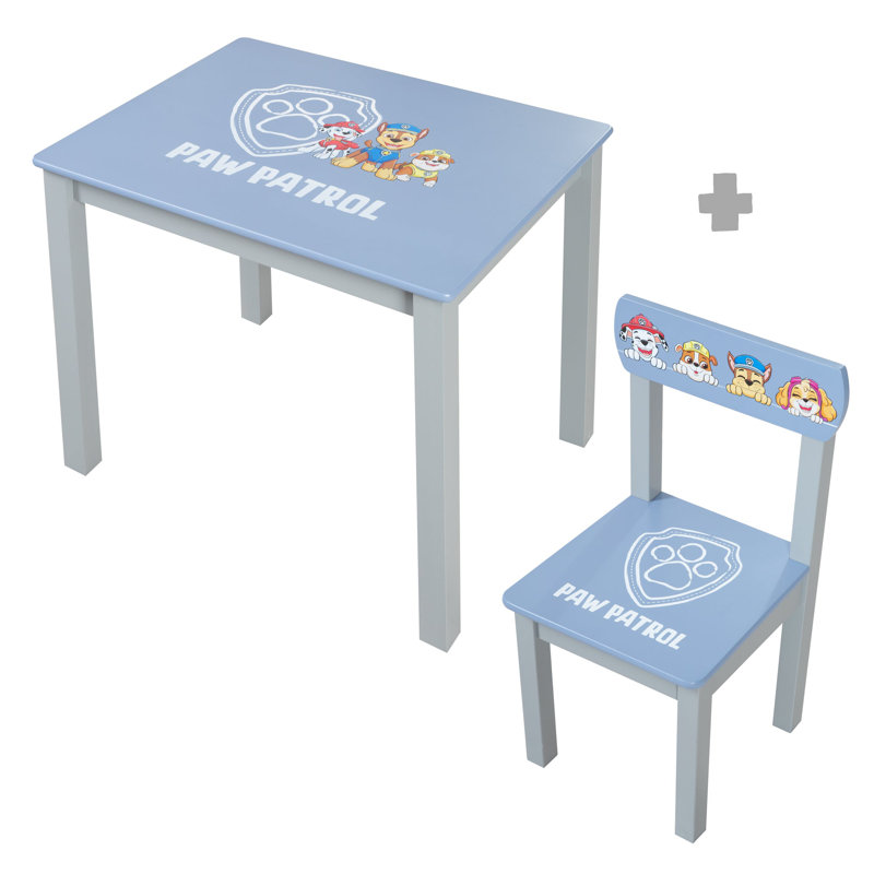 Paw Patrol Kids 2 Piece Solid Wood Rectangular Play Or Activity Table and Chair Set