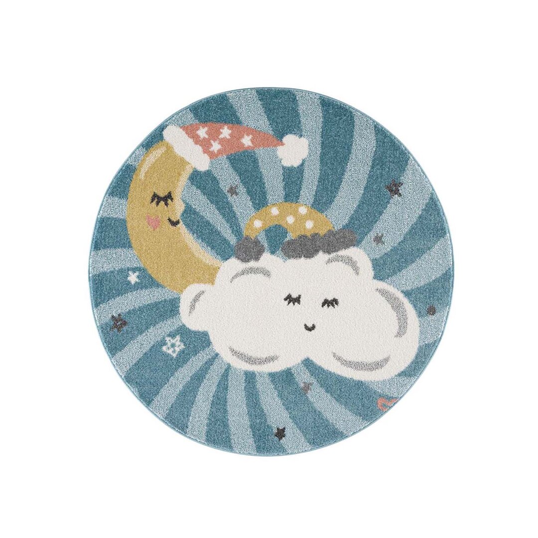 Kinderteppich Anime 9380 Blau Wolken Kinderzimmer Kurzflor Chang