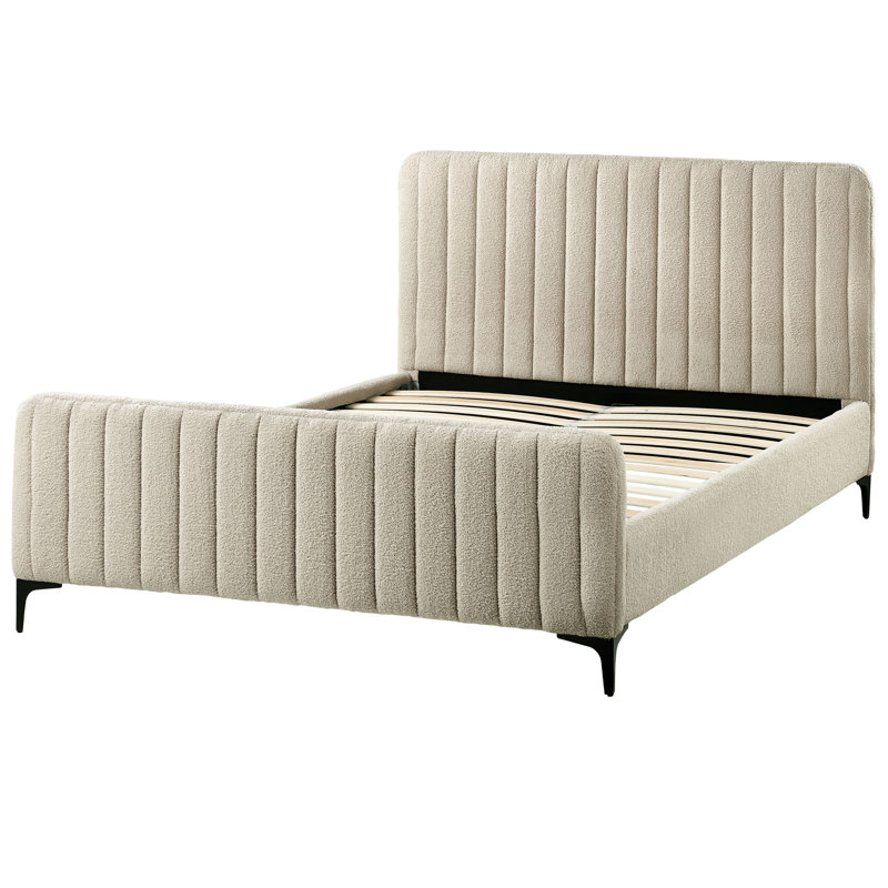 LUNAN Upholstered Bed, Beige, European Double (140 x 200 cm)
