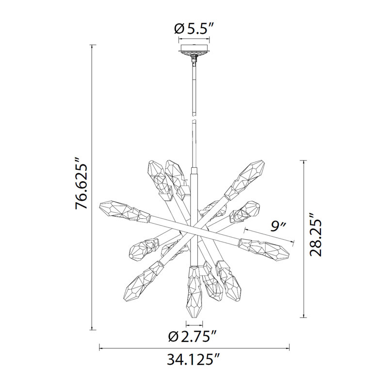 Angelus 13 - Light LED Chandelier, Aged Brass