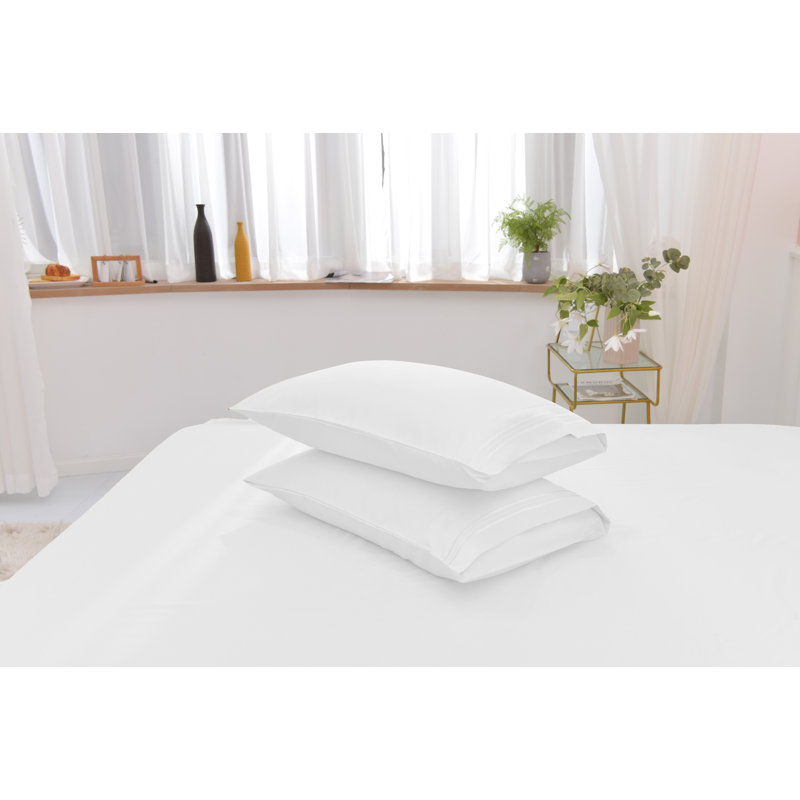  Ensemble de draps 1800 fils en rayonne de bambou, Blanc, Ensemble de draps pour grand lit + drap-housse + 2