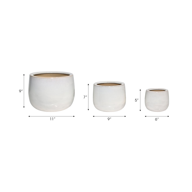 Sagebrook Home Reactive Ombre Planters, Ivory, 3-Pieces