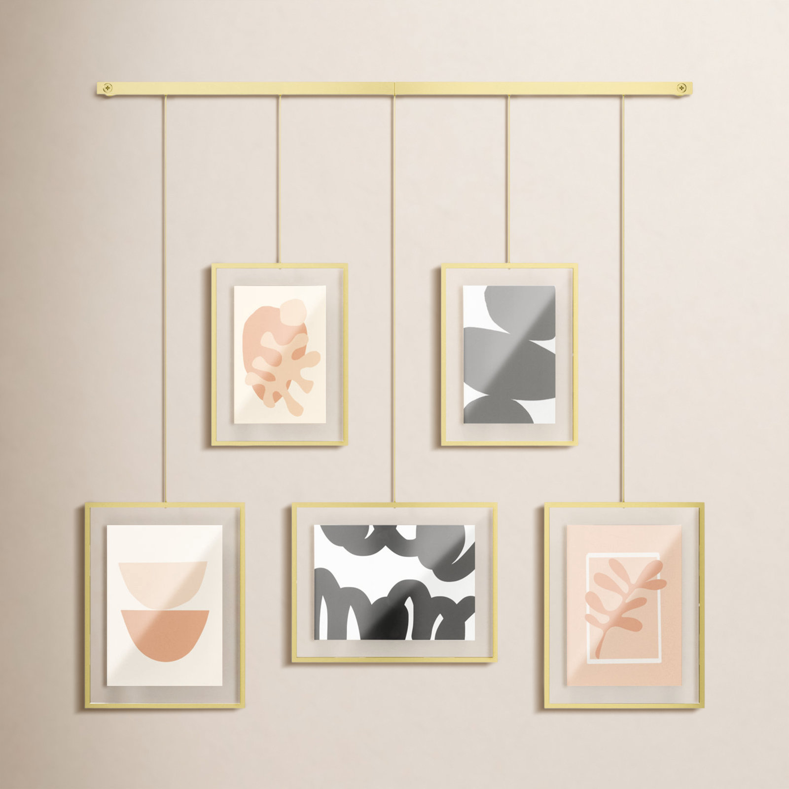 Black Metal Picture Frame - Set of 5, Matte Brass