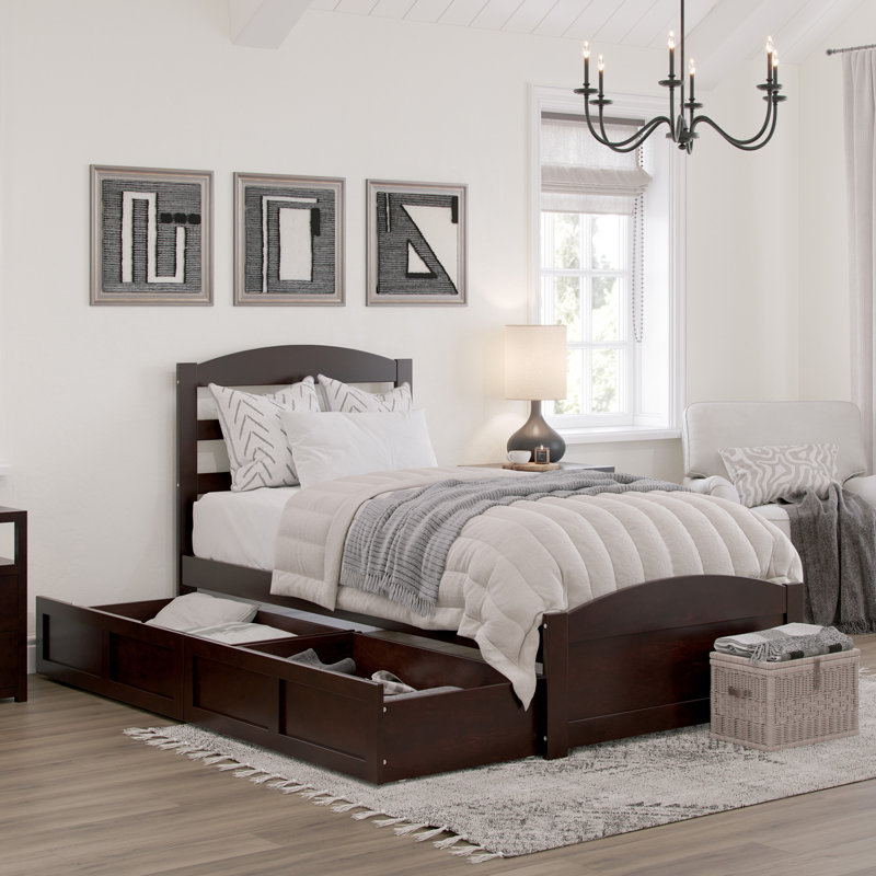 Elliana Solid Wood Slat Storage Bed, Twin, Espresso