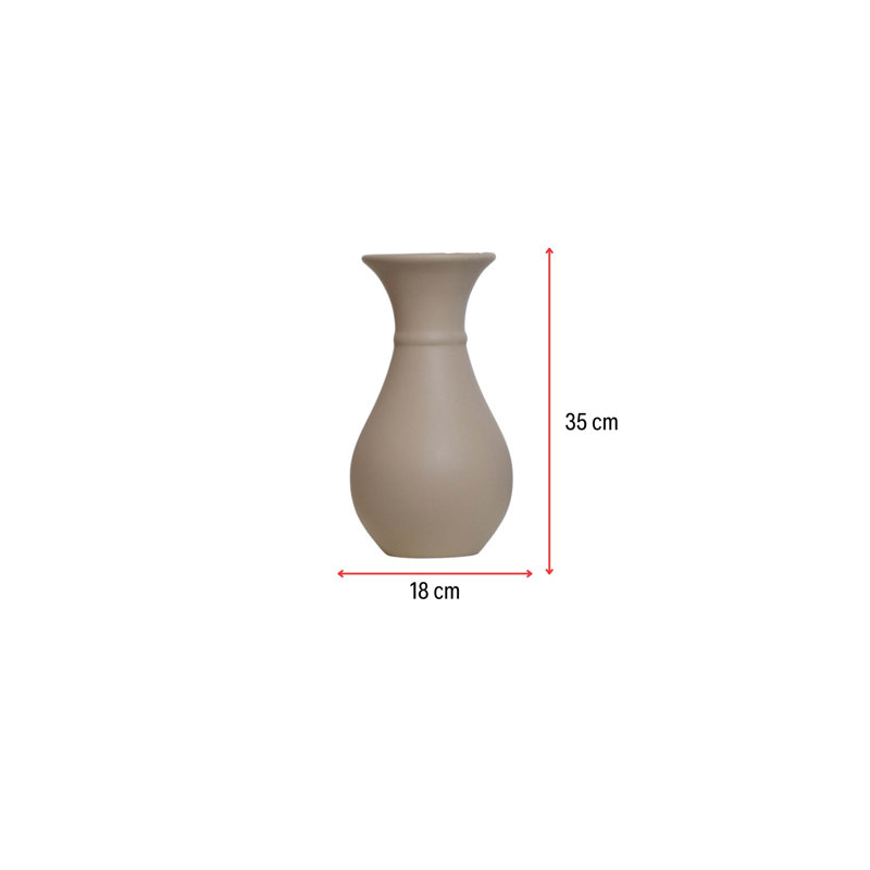 Elegant Ceramic Vase (1 Piece), Beige, 7.1 x 7.1 x 13.8 inches | 100% Ceramic, Durable and Stylish | Perfect for Home Decor, Living Room, and Office | Ideal for Fresh or Faux Flowers