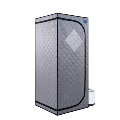 Tente portative à vapeur - Bien-être à domicile. Couleur grise. Pot de 2,2 l 150F maximum de chaleur. . Télécommande avec minuterie. Chaise pliable. Matériau imperméable. Facile à installer et à déplacer. , Protection contre les fuites. 9 réglages de vitesse.