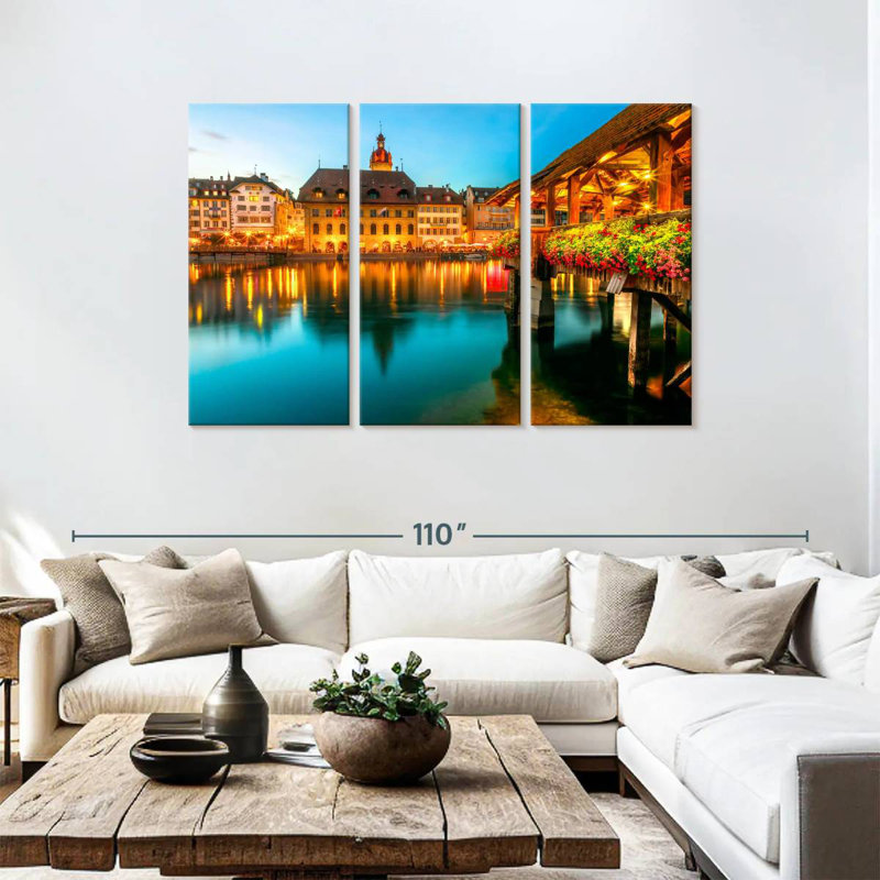 Rorry Lake Lucerne At Night, 48" H x 74" W