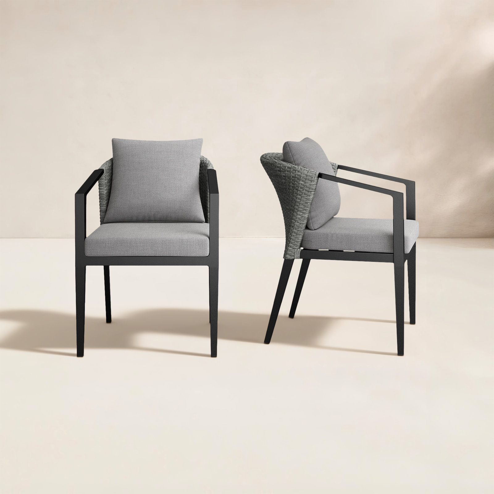 Abalone Premium All-Weather Wicker Outdoor Dining Armchair with Cushion