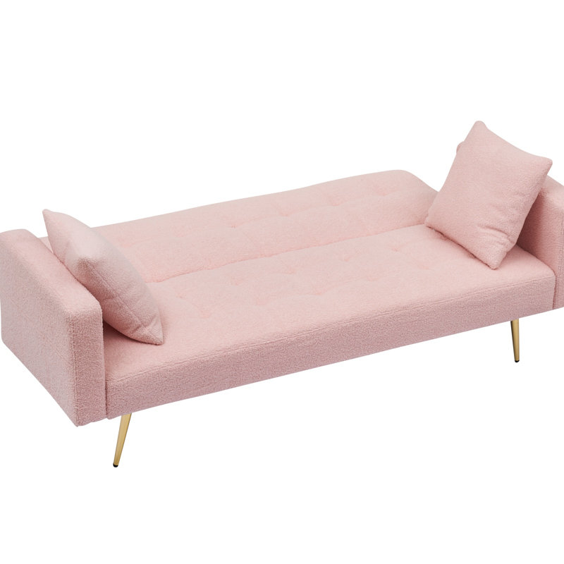 Canapé-lit 71,7 po en molleton beige, Rose