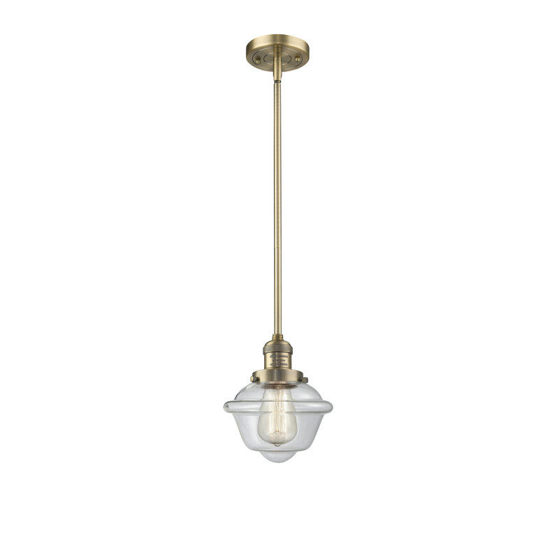 Luminaire suspendu simple 1 lumière Baptiste, Transparent, Laiton brossé, Ampoule DEL 6 watts Vinage