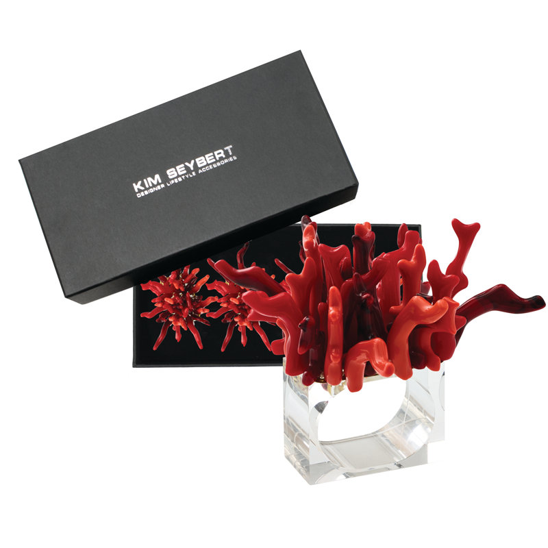 Amalfi 4 Piece Napkin Ring Set, Coral