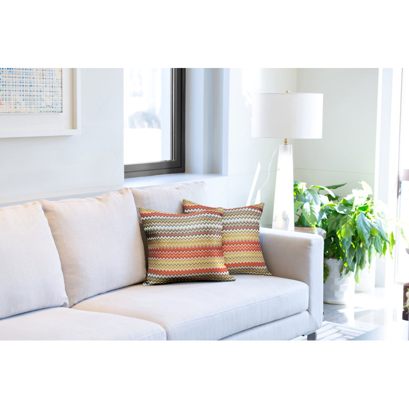 Belcara Chevron Square Cushion Cover, Orange/Yellow/White