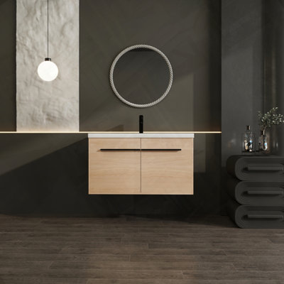 Ensemble de meuble-lavabo pour salle de bain avec comptoir en résine facile à assembler