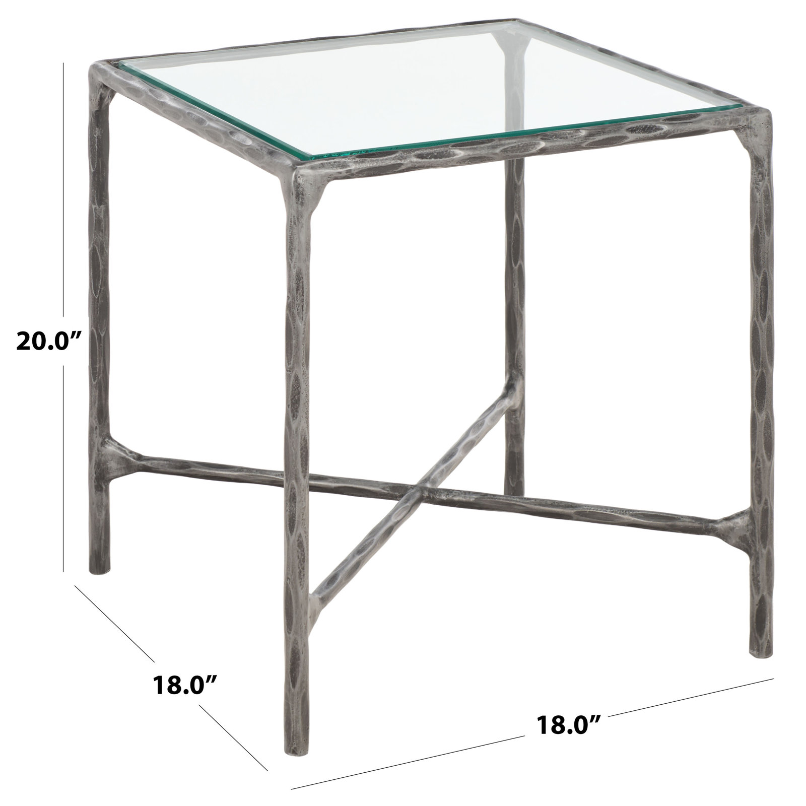 Evelynn End Table, Silver, Clear