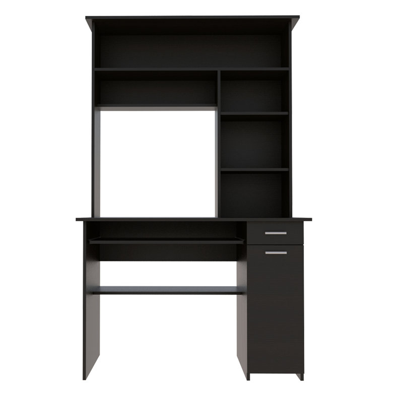 2-Drawer 7-Shelf Computer Desk with Hutch Home Office Desk, Light Gray