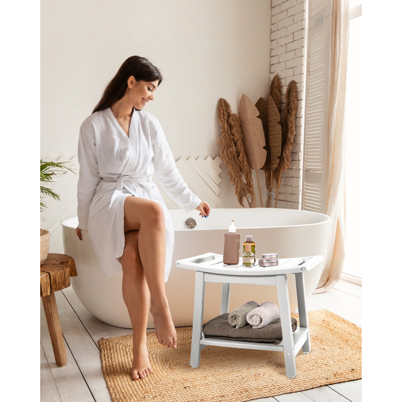 Banc de douche en PEHD 21,6 po Marthalene, Blanc