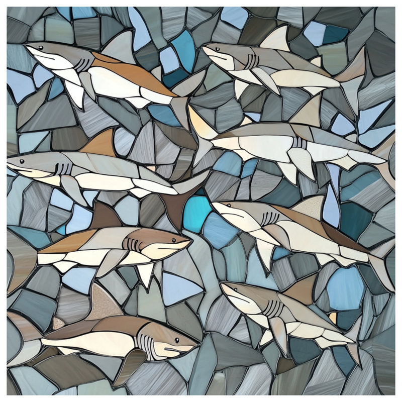 Stained Glass Sharks Duvet Covers, Queen