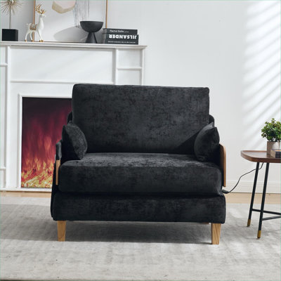 Canapé-lit inclinable chenille 3-en-1 convertible Mid-Century
