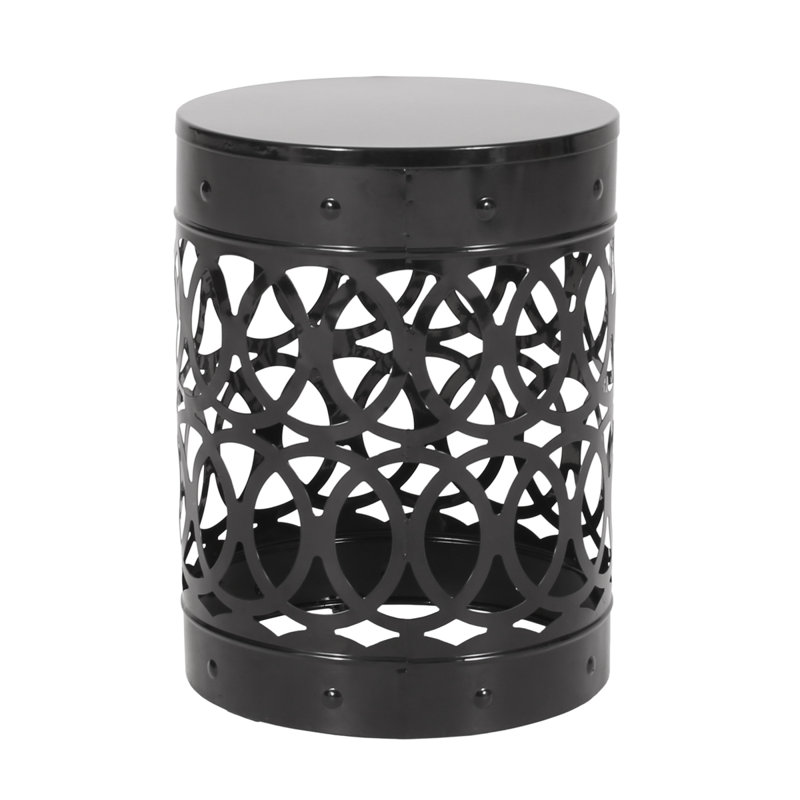 Table de bout d'extérieur en métal pour patio, Noir